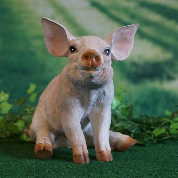 Tierfigur Schwein 30 cm hoch sitzend handbemalt