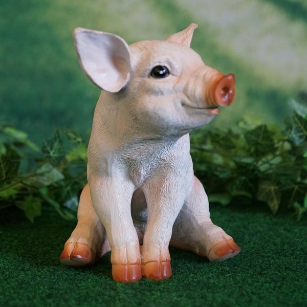 Tierfigur Schwein 23 cm hoch sitzend handbemalt