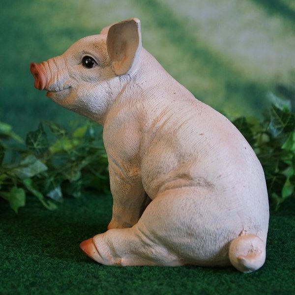 Tierfigur Schwein 23 cm hoch sitzend handbemalt