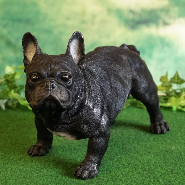 Tierfigur Hund französische Bulldogge 32 cm hoch schwarz handbemalt