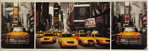 Wandbild New York Taxi, Deko Panel 30 x 90 cm