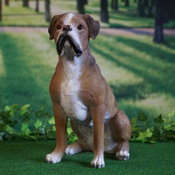 Tierfigur Hund Boxer 45 cm hoch braun /weiß handbemalt