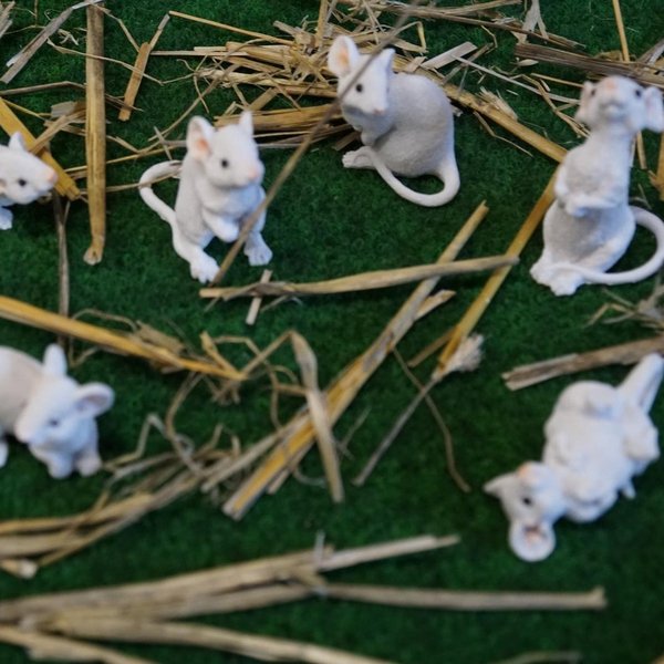 Tierfigur Mäuse 6er-Set weiß