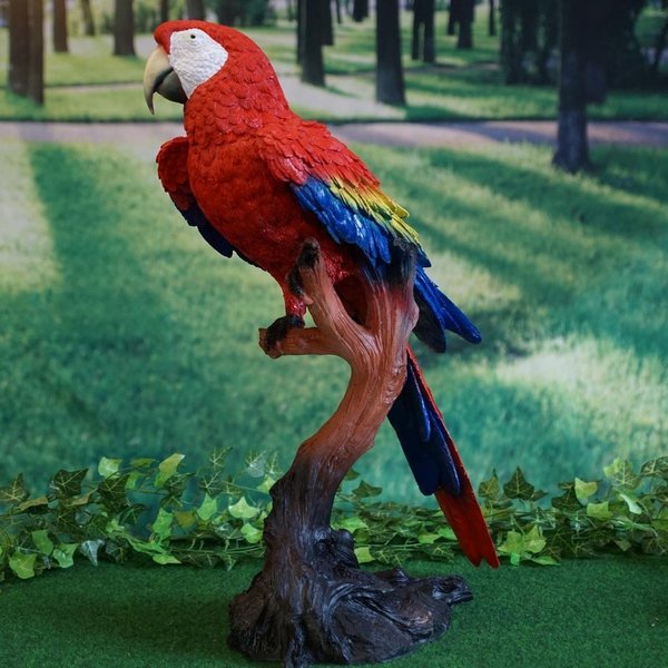 Tierfigur Papagei auf Stamm 65 cm hoch handbemalt