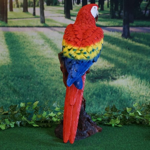Tierfigur Papagei auf Stamm 65 cm hoch handbemalt