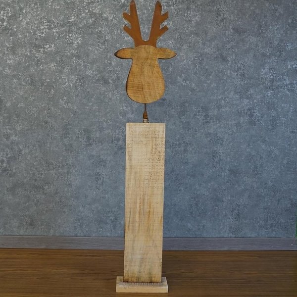 Deko Elch Säule aus Holz 103cm