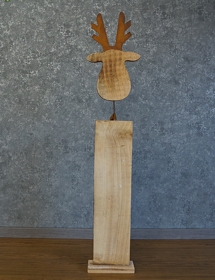 Deko Elch Säule aus Holz 113cm