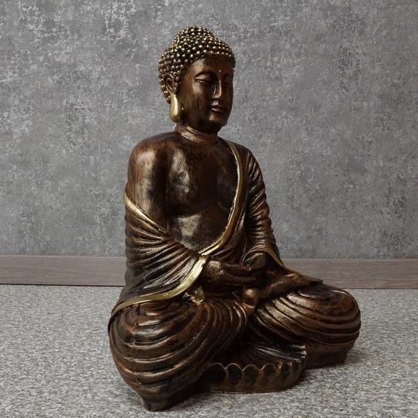 Buddha sitzend braun/gold