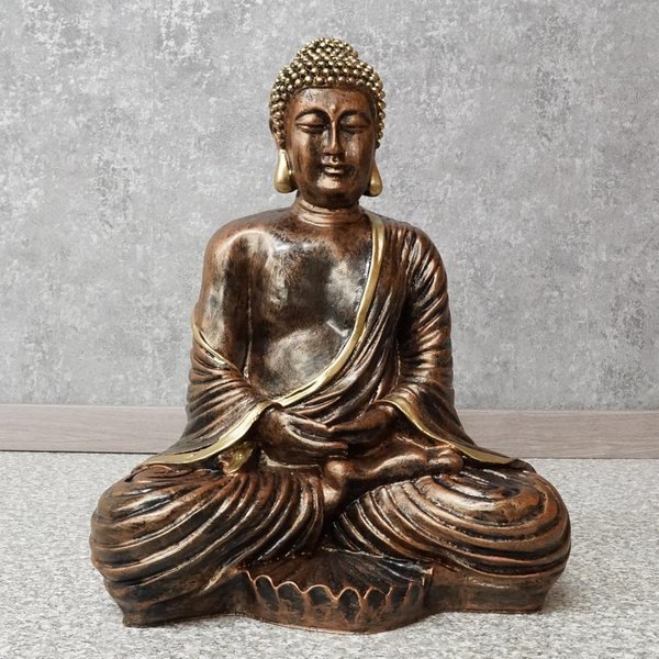 Buddha sitzend braun/gold