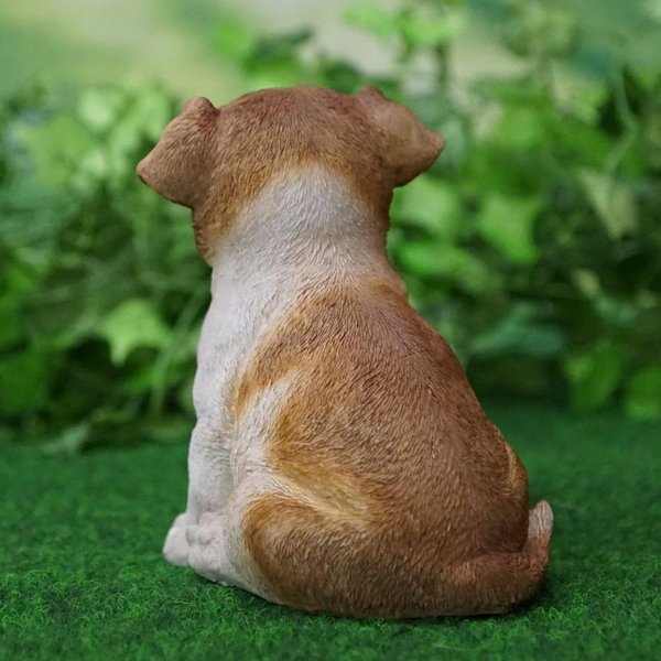 Tierfigur Hund Jack Russell Welpe sitzt braun/weiß
