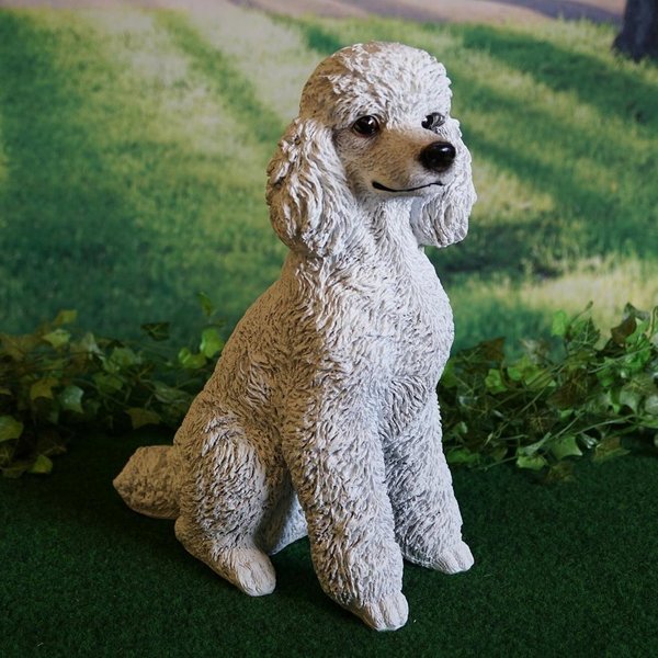 Figur hund pudel hvid
