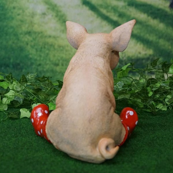 Tierfigur Schwein mit Gummistiefeln rot 30 cm