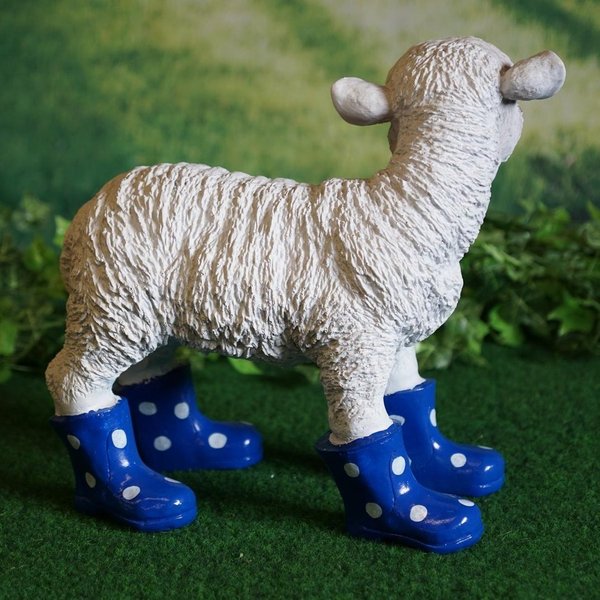 Dyrefigur lam med gummistøvler blå 33 cm