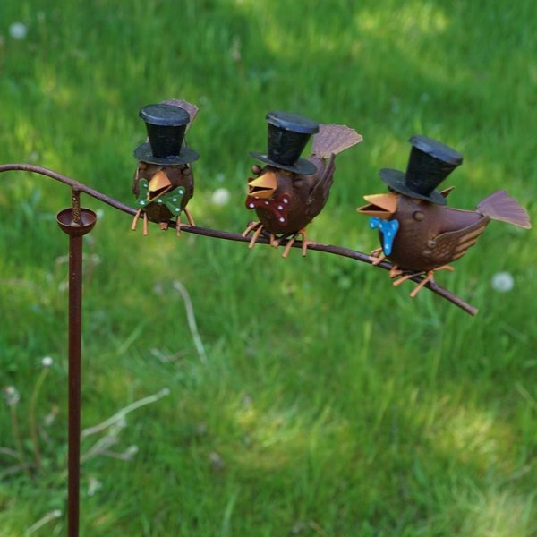 Gartenstecker Windspiel 3 Vögel Metall