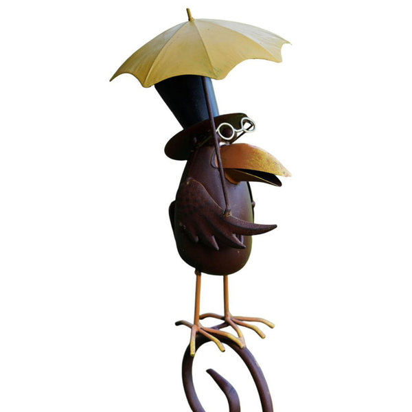 Regenmesser Rabe mit Schirm oben