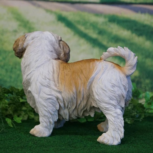 Tierfigur Hund Shih Tzu braun/weiß steht