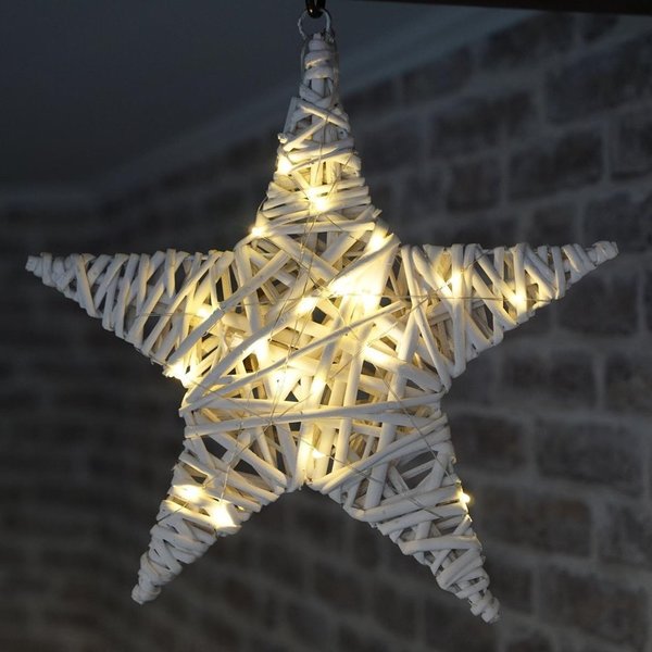 Dekorativer Stern klein in weiß mit LED Beleuchtung