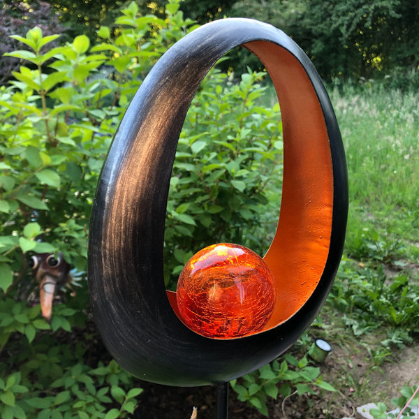 LED Solar Gartenstecker Fireball oval