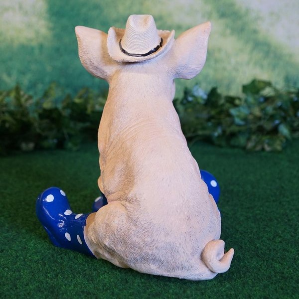 Figur gris med hat og gummistøvler blå
