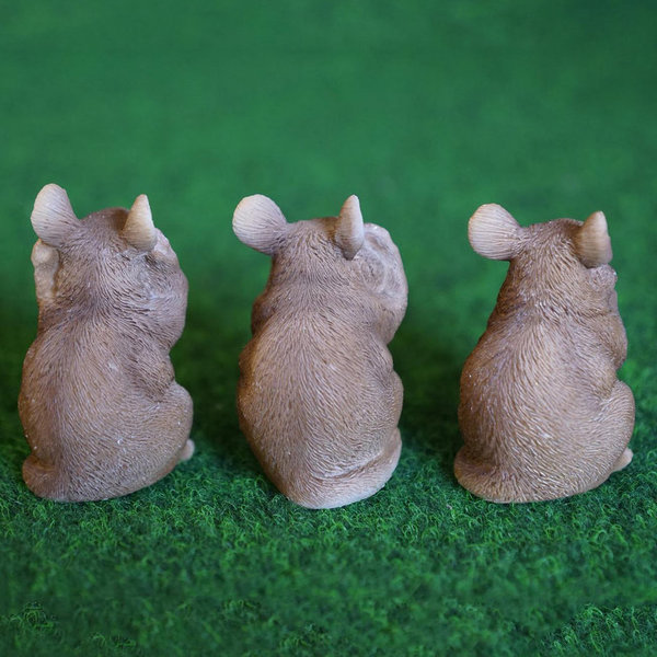 Tierfigur Mäuse 3er-Set braun