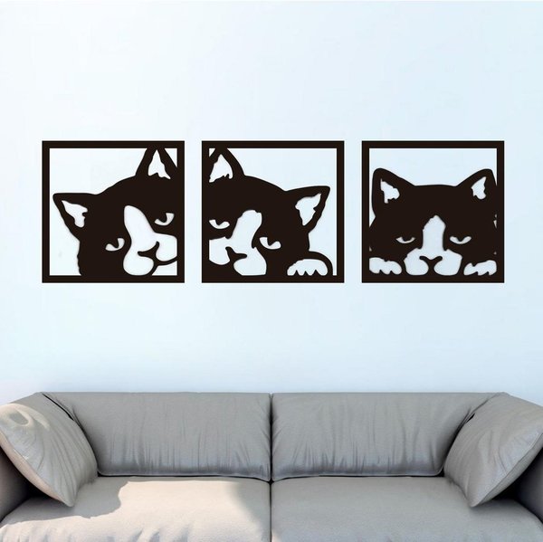 Wand Dekor 3 niedliche Katzen
