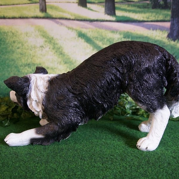 Tierfigur Hund spielender Border Collie lebensecht handbemalt