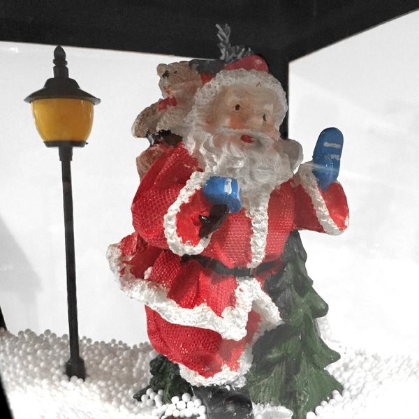 Stand-Laterne Weihnachten schwarz Schneegestöber LED 180cm