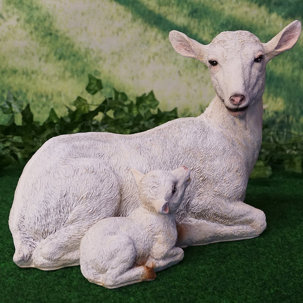 Tierfigur Ziege mit Baby Dekofigur