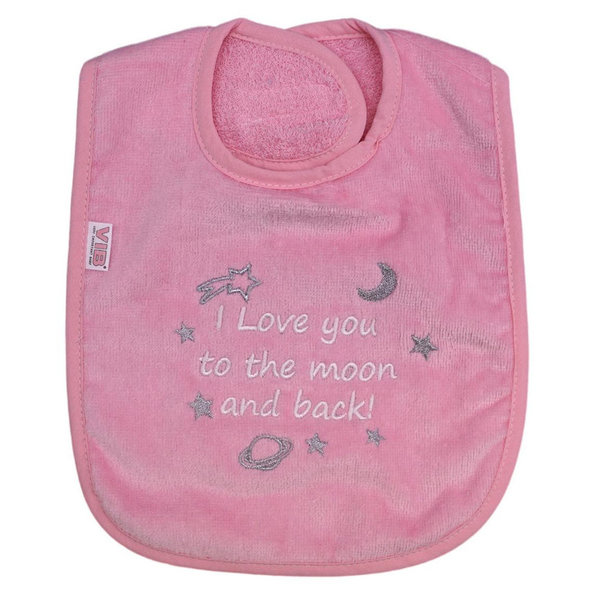 Baby Lätzchen rosa "I love you to the moon and back"