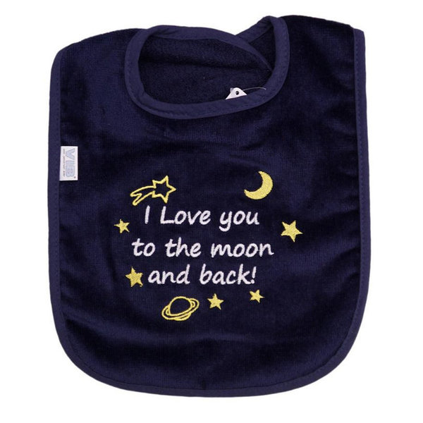 Baby Lätzchen dunkelblau "I love you to the moon and back"