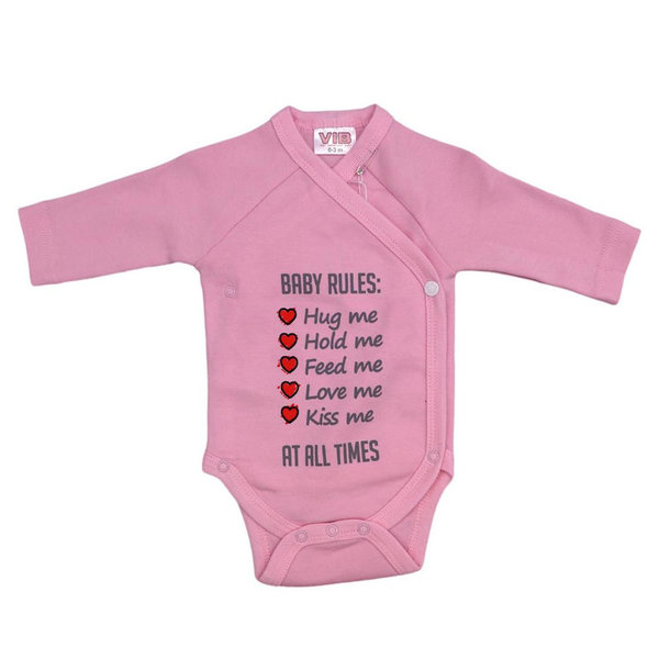 Baby bodystockings body lyserød "Baby Rules"