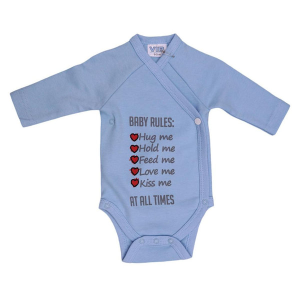 Baby bodystockings body lyseblå "Baby Rules"