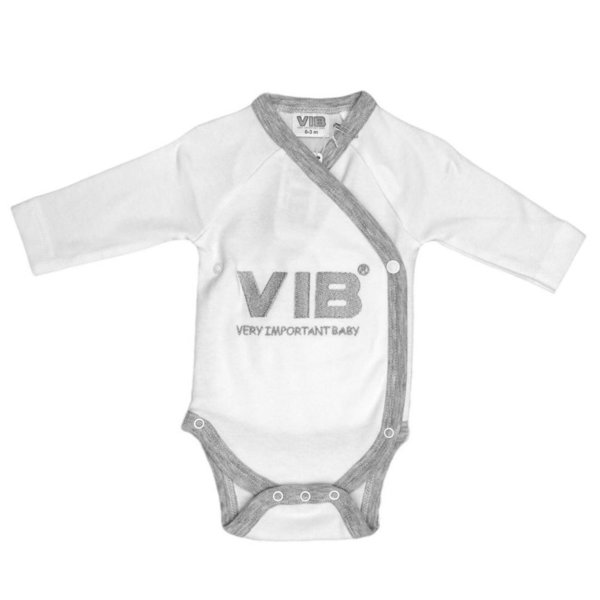 Baby Wickel-Body weiß/grau "Very Important Baby"