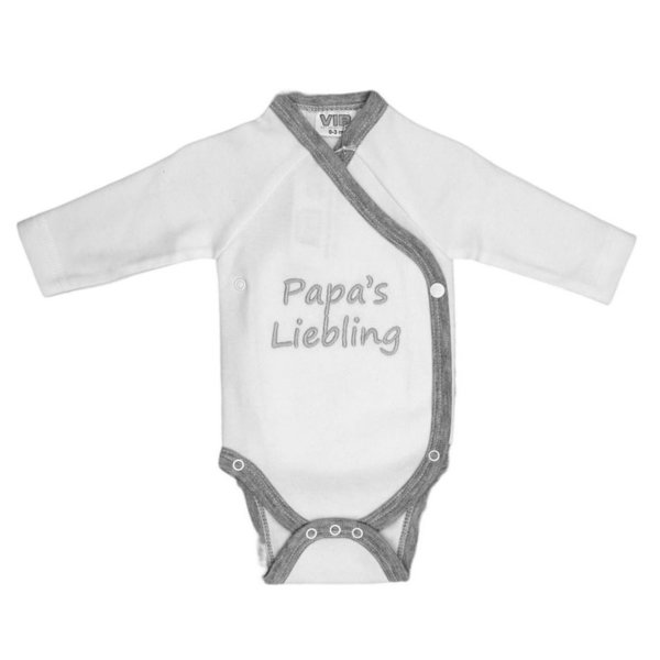 Baby Wickel-Body weiß/grau Papa's Liebling