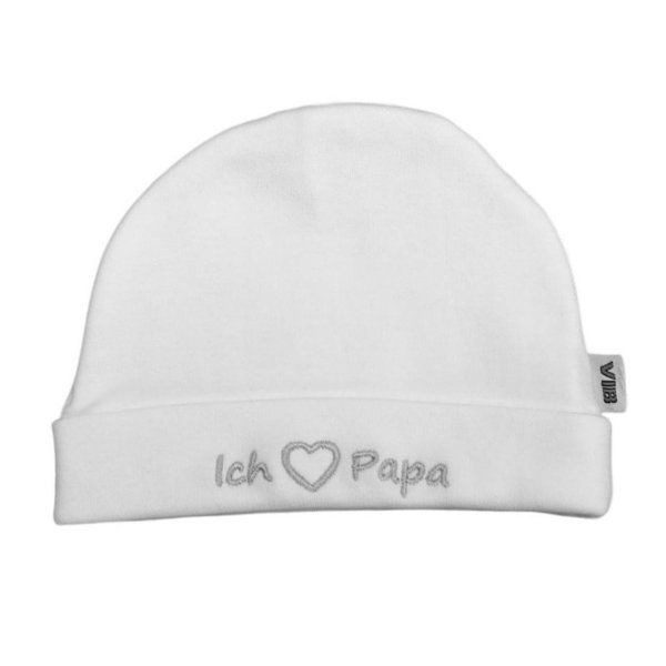 Baby Mütze weiß "Ich ♥ Papa"