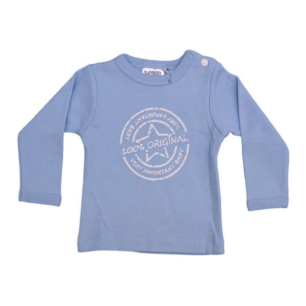 Baby Langarm-Shirt hellblau "100% Original" 0-3 Monate