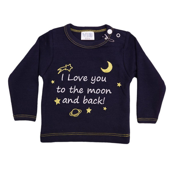 Baby Langarm-Shirt dunkelblau 0-3 Monate "I Love you..."