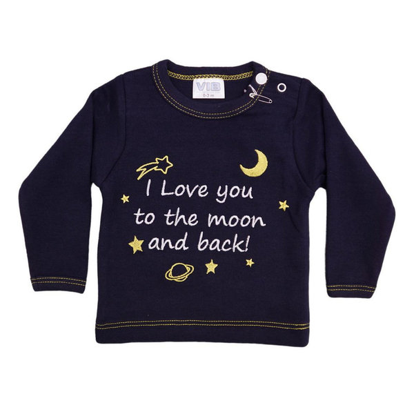 Baby Langarm-Shirt dunkelblau 3-6 Monate "I Love you..."