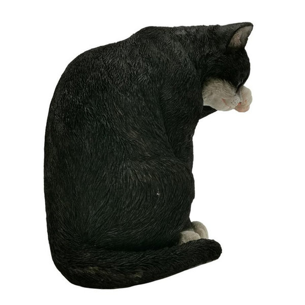 Tierfigur Katze Pepe putzend schwarz-weiß