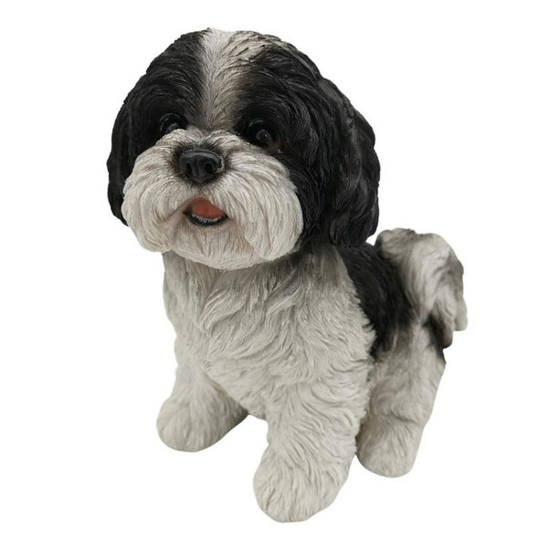 Tierfigur Hund Shih Tzu Welpe schwarz/weiß