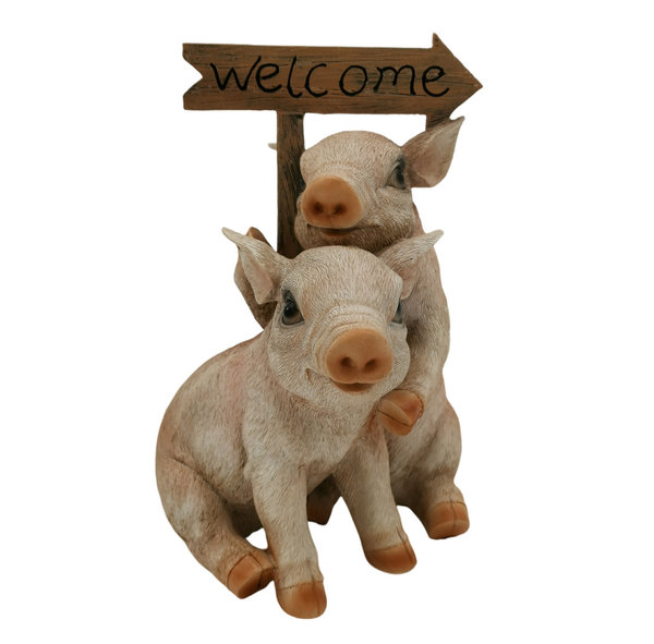 Schweine mit Welcome Schild