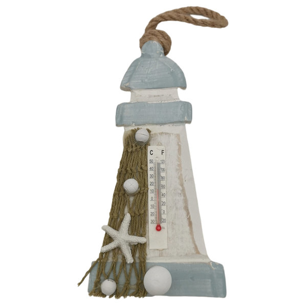 Thermometer maritim Leuchtturm hellblau