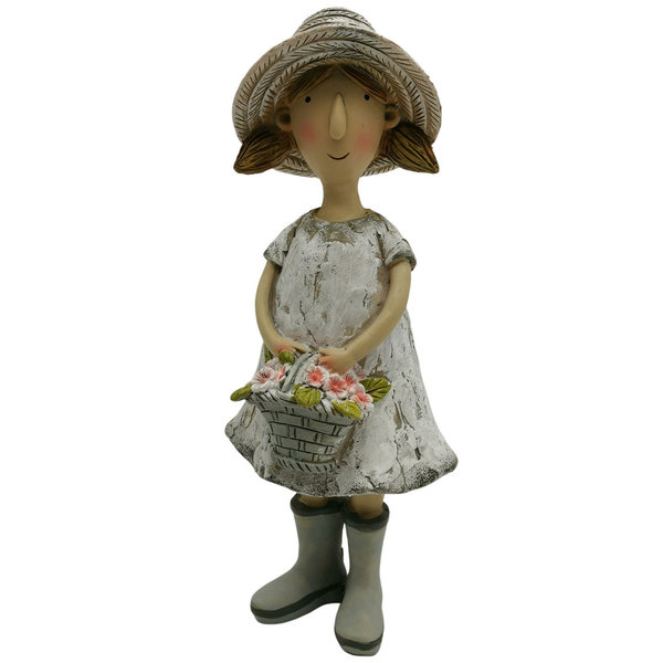 Dekofigur Mädchen mit Blumenkorb