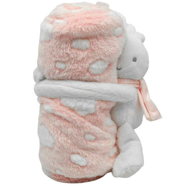 Babydecke rosa mit Hase und Klettverschluss