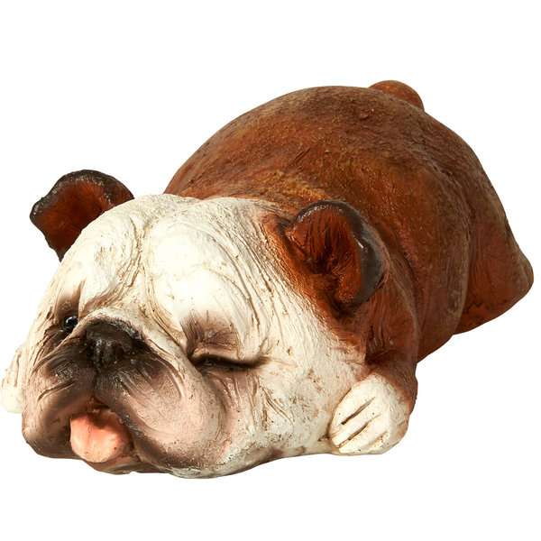 Tierfigur Hund schlafende Bulldogge