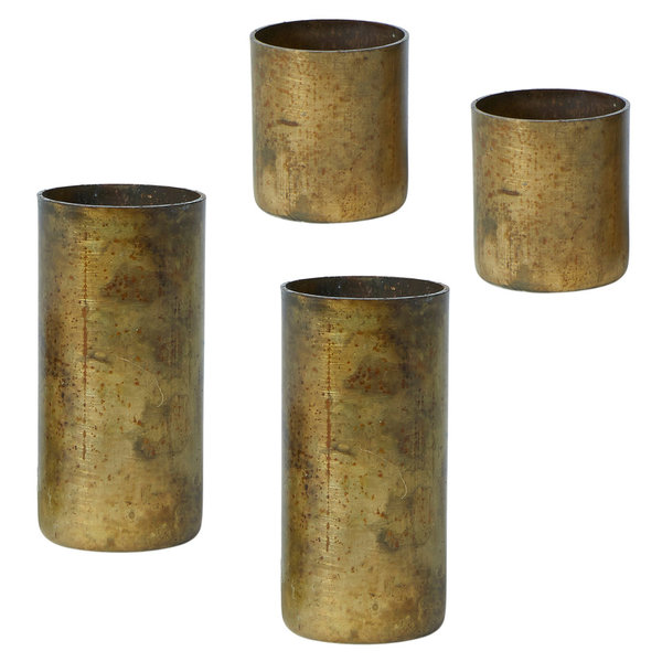 4er-Set Kerzenhalter mit Magnet antikgold, groß & klein