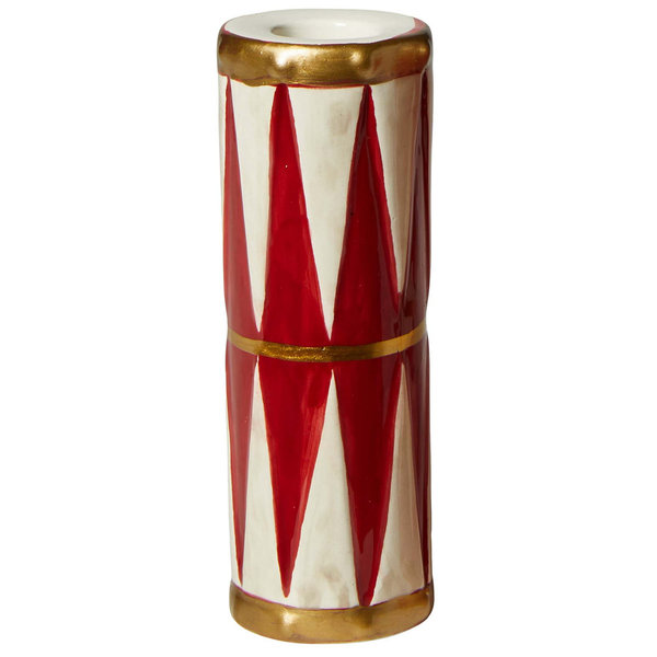Kerzenhalter/Vase Trommel weiß/rot