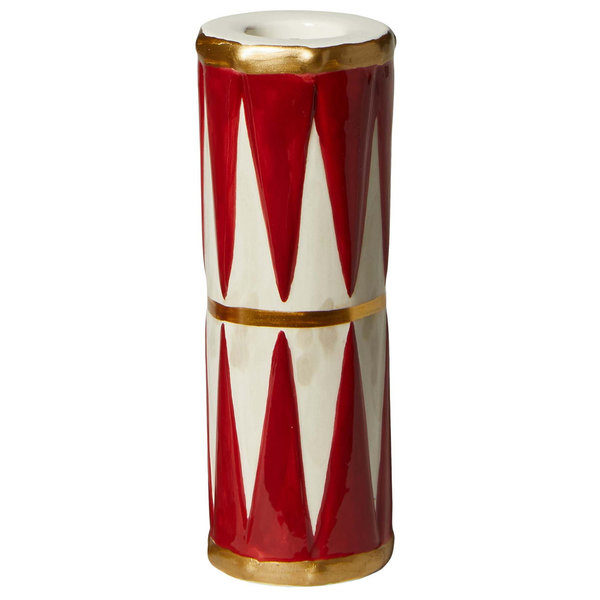 Kerzenhalter/Vase Trommel rot/weiß